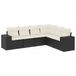 vidaXL 6-delige Loungeset met Kussens, Poly Rattan, Zwart