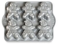 Nordic Ware Gingerbread Kids Cakelet Pan - Sparkling Silver Holiday