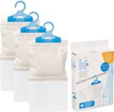 Merkloos / Sans marque Vocht opnemende korrels 450 gram - 3x - Tegen schimmel/condens/geur - kledingkasten - vochtvanger aan ophang haak - 12 x 20 x 3 cm