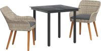 vidaXL Eettafel Set Lichtgrijs Polyrattan