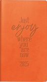 rido/idé Zakagenda 2025, "Just Enjoy", 2 pagina's = 1 week, DIN A6, 144 pagina's, omslag van kunstleer, flexibel, oranje
