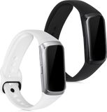 kwmobile 2x horlogebandjes geschikt voor Samsung Galaxy Fit (SM-R370) bandje - Smartwatch bandjes van TPU - Activity tracker horloge band in wit / zwart
