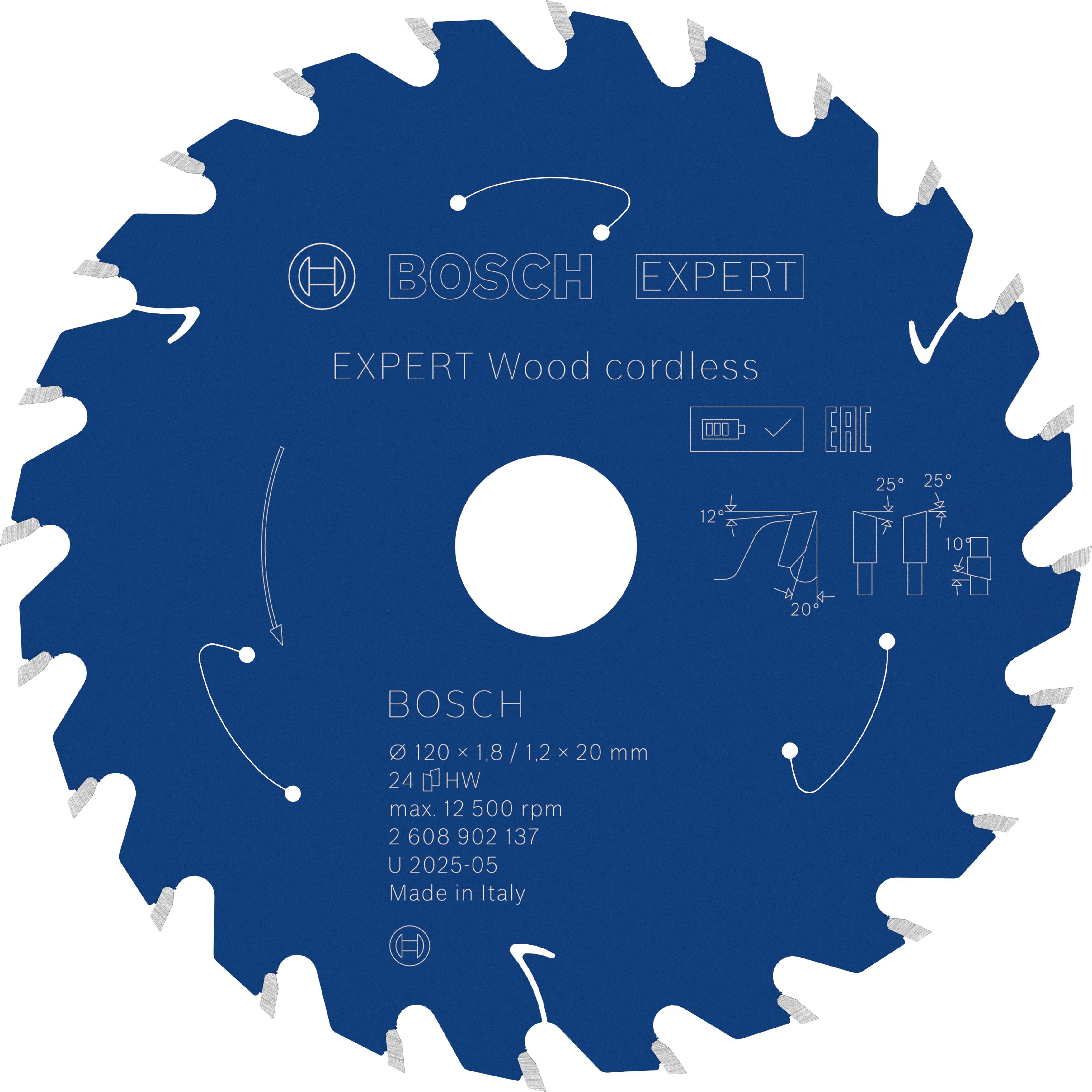 Bosch Accessoires EXPERT Wood cordless Cirkelzaagblad | 120 x 1,8/1,2 x 20 mm | T24 - 2608902137