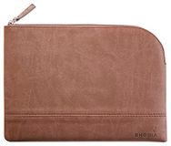 RHODIA 116624C - Etui met Ritssluiting in Imitatieleer - Chocolade - Maat M (16 x 22 cm)