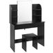 And Outdoormatch Table de toilette en bois avec miroir et espace de rangement - Noir - 108x40x76 cm