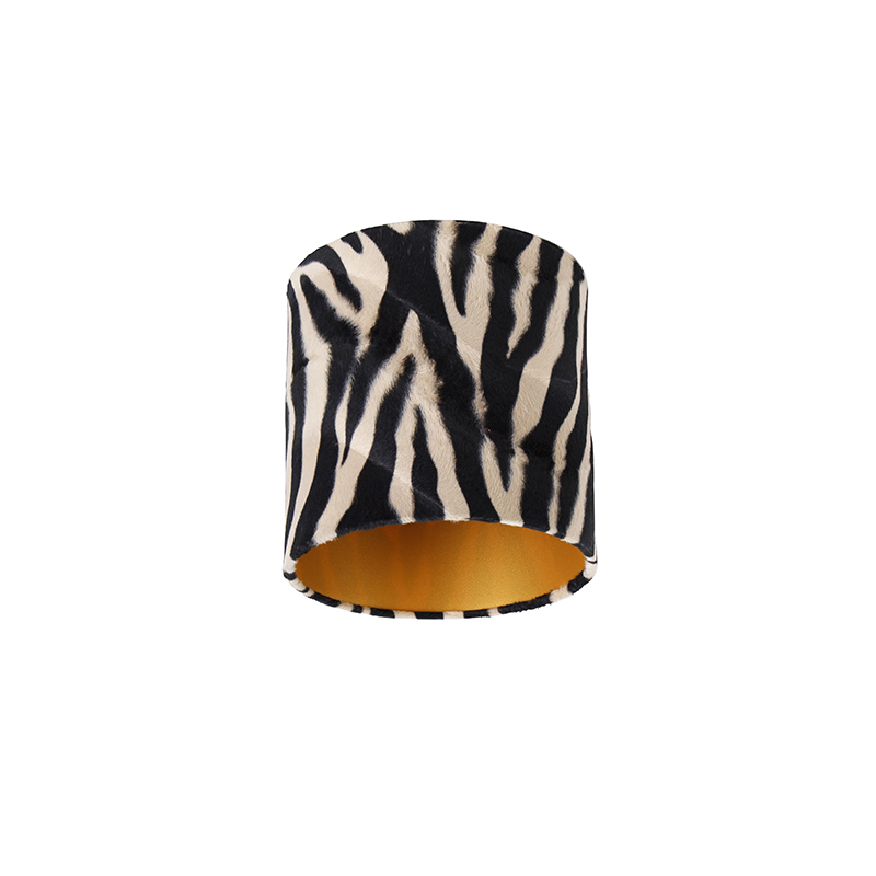 QAZQA Velours lampenkap zebra dessin 20/20/20 met gouden binnenkant