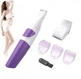Sans marque Tondeuse bikini sans fil - Épilateur pour femmes - Coupe de précision - Fonction 2-en-1 - 3 sabots de coupe - Violet