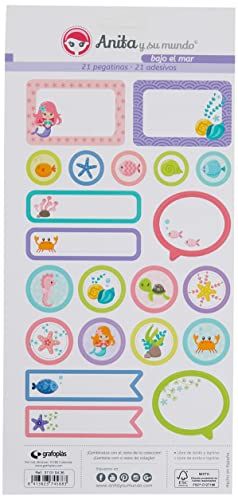 Anita y Su Mundo Anita en Zijn Wereld collectie onder de zee, 21 ontwerpen per blad, papier, meerkleurig, 15 x 32 cm