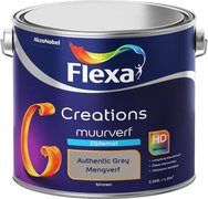 FLEXA Creations - Muurverf Zijde Mat - Mengkleuren Collectie - Authentic Grey - 2,5 Liter