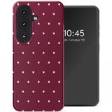 Selencia Hoesje - Geschikt voor Samsung Galaxy S26 - Backcover - Happy Dots Burgundy
