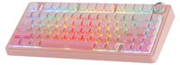 AULA-Verlag AULA F75 Draadloos mechanisch gaming toetsenbord met RGB LED-verlichting - QWERTY US - 2,4 GHz/USB-C/Bluetooth voor Windows/Mac, gradiënt roze met zijkantgravure van kersenbloesems
