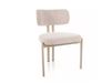 Chaise design beige en tissu chiné et pieds acier