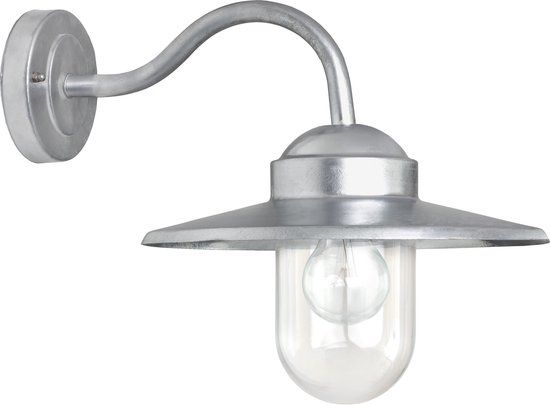 KS Verlichting wandlamp Dolce retro buitenlamp E27 glas staal zilver