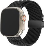 Bandz Nylon band 'Wave' met Parachute sluiting - Zwart - Geschikt voor Apple Watch 38/40/41/42mm