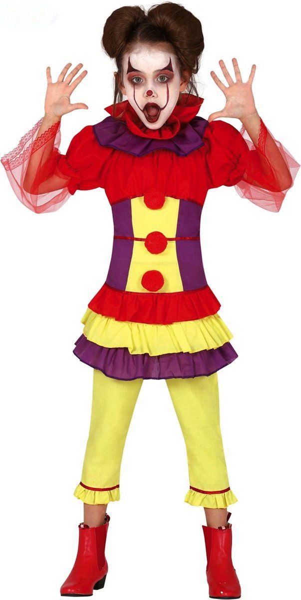 FIESTAS GUIRCA, S.L. - Evil Clown Outfit for Girls - 110/116 (5-6 years) - Yellow