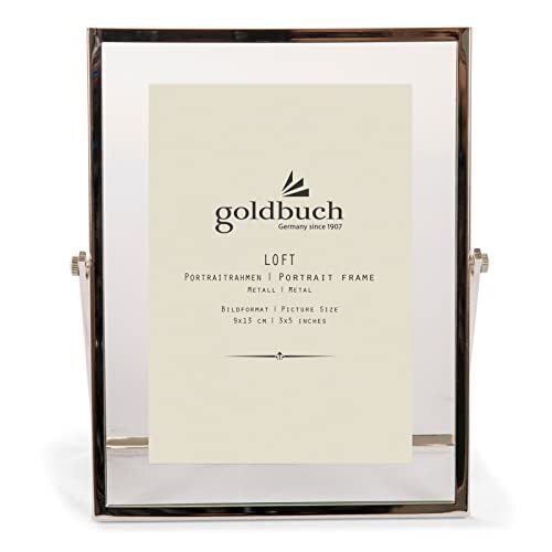 Goldbuch Fotolijst Loft van metaal, frame met standaard, portretlijst voor 1 foto/foto in 9 x 13 cm formaat, metalen fotolijst ca. 14,2 x 17,2 x 1 cm, frame zilver, 9 x 13 cm