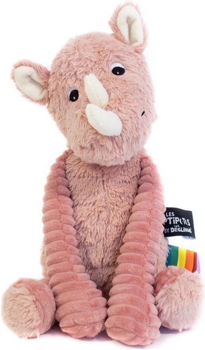 Les Deglingos Knuffel Neushoorn Roze 35 Cm