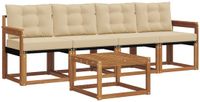 vidaXL Bank loungeset 5-delig Natuurlijk en Beige