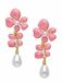 AVANT-GARDE PARIS Oorbellen - Dangle - Goud - 6.2 cm - Bloemdesign - Parelachtige Druppel