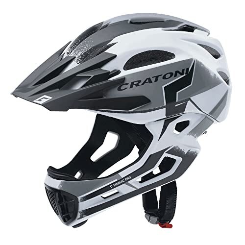 Cratoni Unisex – volwassenen C-Maniac Pro helm, wit/zwart mat, M