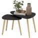 Lot de 2 tables basses gigognes style nordique, piétement et plateau bois, noir