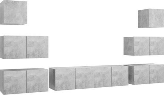 vidaXL 8-delige Tv-meubelset bewerkt hout betongrijs