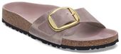Birkenstock Madrid Big Buckle Natural Leather Oiled Narrow Slippers Vrouwen Paars