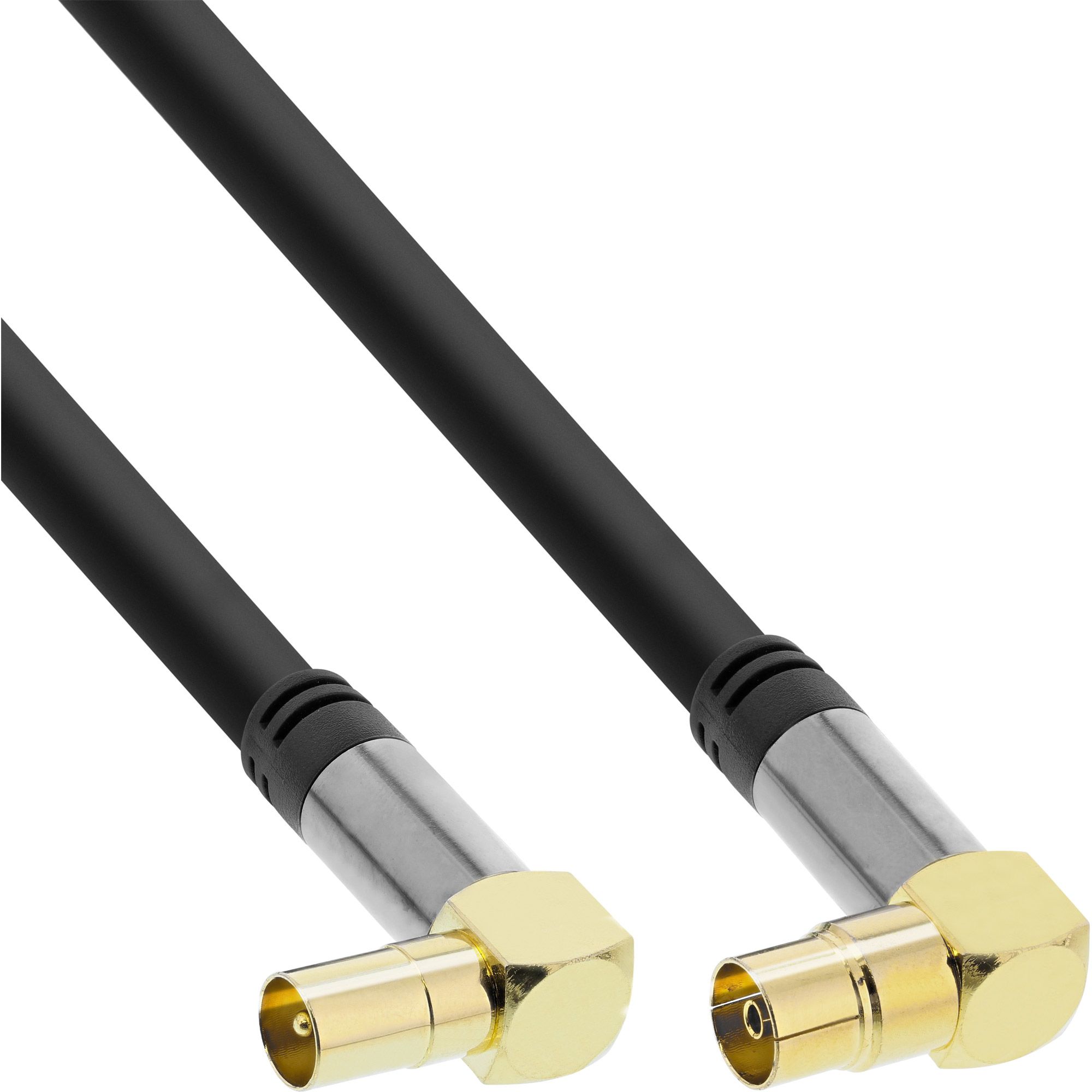 InLine 10m F-type Coax Cable - Black - Angled Connectors