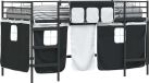 vidaXL - Lit superposé - pour - enfants - avec - rideaux - Uni - Noir - 107 - x - 203 - cm