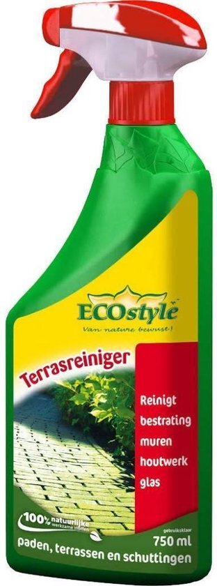 ECOstyle Terrasreiniger Spray Groene Aanslag Verwijderaar - voor Steen Glas en Houten Oppervlakken - Gemaakt van plantaardige vetzuren - Algen &amp; andere Groene Aanslag - 750 ML