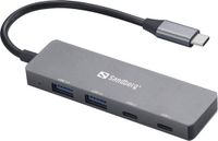 Sandberg 136-50 interface hub USB Type-C 5000 Mbit/s Grijs