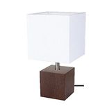 Homemania HOMBR_0183 Tafellamp Shade vorm, bureau, nachtkastje, donker hout, kunststof, stof, wit, 30 x 15 x 15 cm