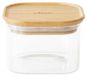 Boîte de rangement en verre carrée avec couvercle en bambou, 500 ml