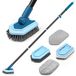Brosse de récurage Tige télescopique 106-130 cm - 4 têtes de brosse - Bleu