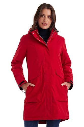 killtec dames Parka/jas waterdicht met afritsbare capuchon - rood - maat 38