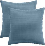 vidaXL - Kussensloop - 2 stuks - HEERLEN - Blauw - 35 x 35 cm - corduroy