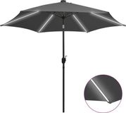 vidaXL Parasol met LED-verlichting en aluminium paal 300 cm antraciet