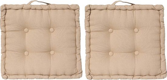 Merkloos Vloerkussen 40 x 40 cm Tiago Linnen - Beige - 2 Stuks