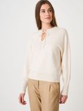 REPEAT cashmere Pullover met halskoord en pofmouwen