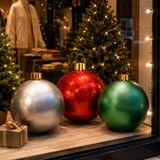 Christmas Decoration Mega grote kerstballen - 3x st - opblaasbaar - rood - groen - zilver - D45 cm
