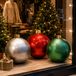Christmas Decoration Mega grote kerstballen - 3x st - opblaasbaar - rood - groen - zilver - D45 cm