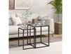 HOMCOM Ensemble 2 tables gigognes verre trempé et acier noir