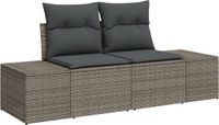 vidaXL Tuinbank met kussen grijs 184 x 62 x 69 cm poly rattan