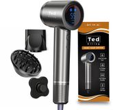 Ted Hilley Ionische Fohn met Diffuser - Haardroger Krullen - 5 x Sneller, Pluisvrij, Glanzend - HD Display - 5 Warmtestanden, 2 Snelheden [Beste Fohn 2026]