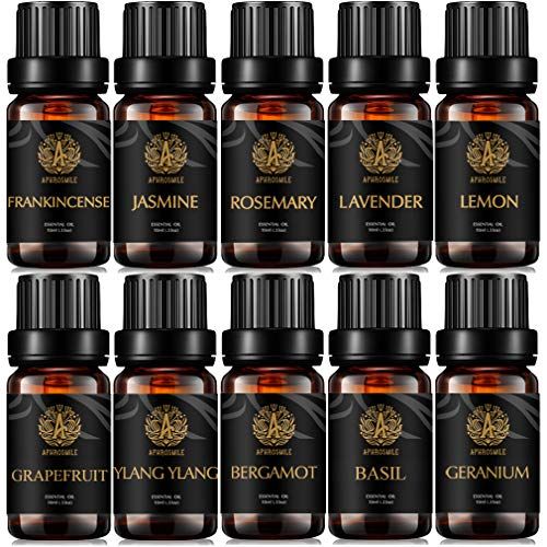 Aphrosmile Aromatherapie Etherische Olie Set - 10 x 10ml - Grapefruit, Bergamot, Ylang Ylang, Citroen, Wierook