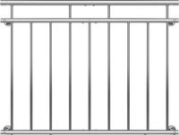 Monzana Franse Balkonreling – Staal 90x128cm 7 Spijlen - Zilver