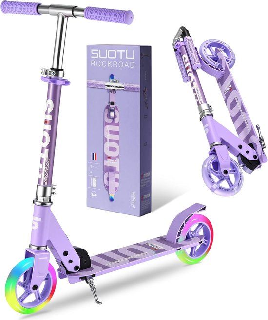 Suotu Kinderstep - 145mm Lichtgevende Wielen - Paars - Kinderstep - Aluminium - Max. 50 kg