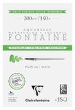Clairefontaine 976077C Aan 4 zijden gelijmd blok Fontaine Extra Wit Grove Korrel (Torchon) 10x15cm 300g - 15 Vellen Extra Wit Aquarelpapier 100% Katoen - Professionele Kwaliteit