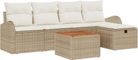 vidaXL Tuinbank - Set - met - kussen - met - opslag - 6 - pcs - Beige - poly - rattan
