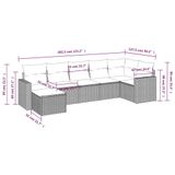 vidaXL 7-delige Loungeset met kussens, polyrattan, zwart